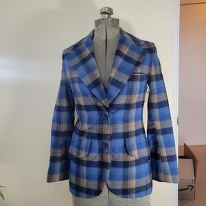 Vintage Blue Plaid Blazer size Small